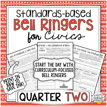Preview of Standards-Based Bell Ringers for Civics & American Government: Quarter Two