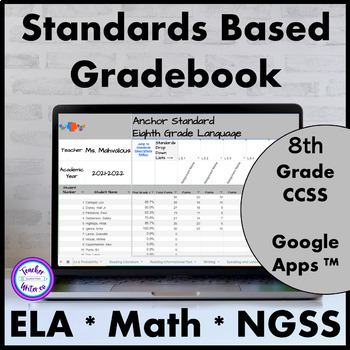 Preview of Standards Based Digital Grade Book Google Sheets (TM) Eighth Grade