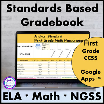 Preview of Standards Based Digital Grade Book Google Sheets (TM) First Grade