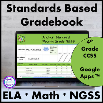Preview of Standards Based Digital Grade Book Google Sheets (TM) Fourth Grade
