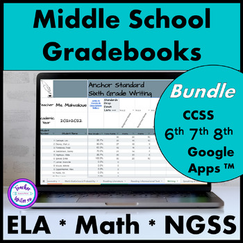 Preview of Standards Based Digital Grade Book Google Sheets (TM) Middle School Bundle