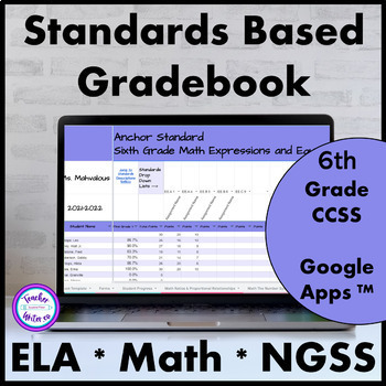 Preview of Standards Based Digital Grade Book Google Sheets (TM) Sixth Grade
