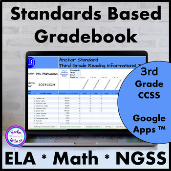Preview of Standards Based Digital Grade Book Google Sheets (TM) Third Grade