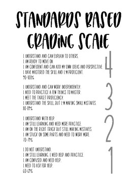 Standards Based Grading / Ratings and Grading Scale