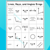 Standards Based Lines, Rays, and Angles Geometry Bingo