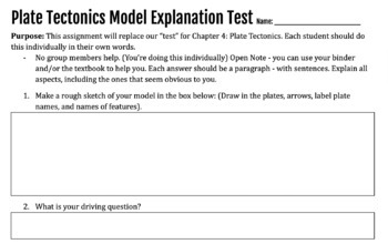 Preview of Standards Based & Project Based High School NGSS Plate Tectonics Test