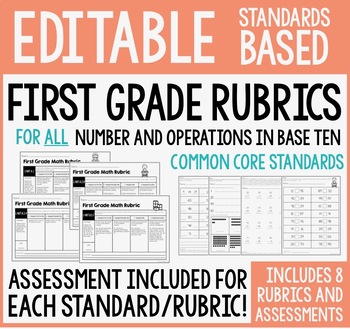 Preview of Standards Based Rubrics & Assessments 1st Grade Number & Operations in Base Ten