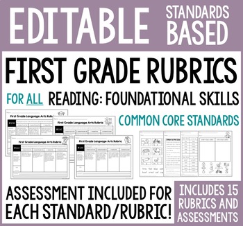 Preview of Standards Based Rubrics & Assessments (First Grade Reading: Foundational Skills)