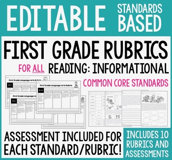 Preview of Standards Based Rubrics & Assessments (First Grade Reading: Informational)