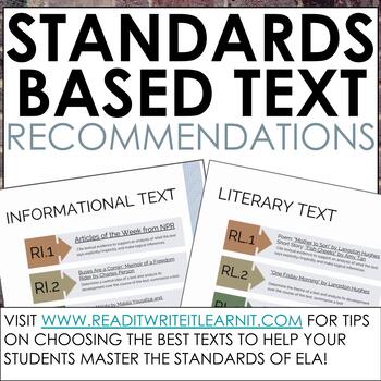 Preview of Standards Based Text Selection Tips for Middle School & High School ELA