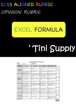 Preview of Standards-Based Writing (Opinion) Rubric with Excel Formula