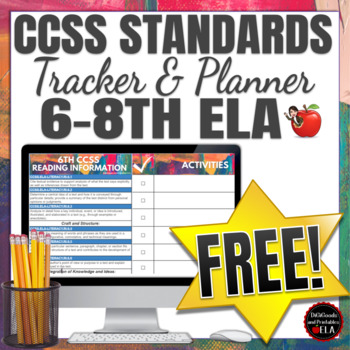 Preview of Standards Checklist | CCSS Trackers | DIGITAL TEACHER PLANNER 6th 7th  8th FREE