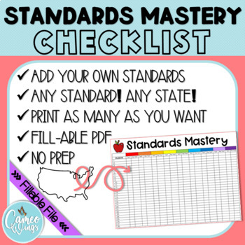 Preview of Standards Mastery Checklist (ADD YOUR OWN STANDARDS!)