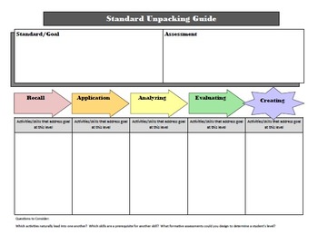 Preview of Standards Unpacking Guide/Worksheet (Microsoft Publisher File)
