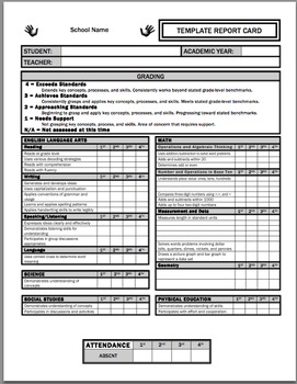 Preview of Standards-based Report Card Template