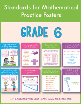 Preview of Standards for Mathematical Practice Posters for 6th Grade