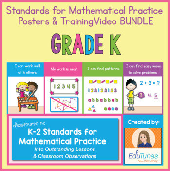 Preview of Standards for Mathematical Practice Posters & Training Video BUNDLE | Grade K