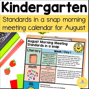 Preview of Kindergarten Morning Meeting - Standards in a Snap | Daily SEL, Literacy, & Math