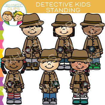 Preview of Standing Detective Kids Clip Art