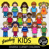 Standing Happy Diverse Kid Clipart Set