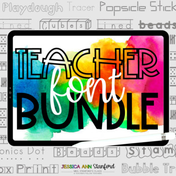 Preview of Handwriting, Phonics, & Math Fonts for Primary Teachers - Stanford Font Bundle