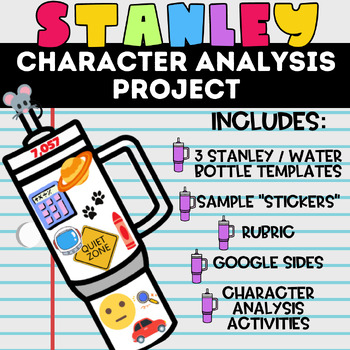 Preview of Stanley Cup Character Analysis Project: Personalized Water Bottles