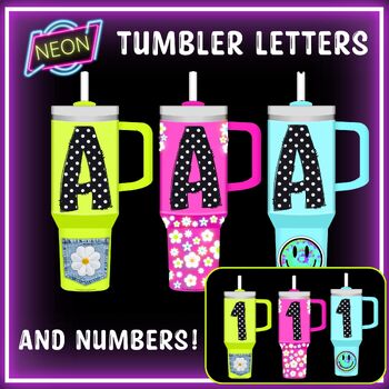 Preview of Stanley Cup Inspired Bulletin Board | Printable Neon Alphabet Letters & Numbers