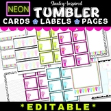 Stanley Cup Inspired Editable Cards | Neon Editable Labels