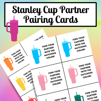 Preview of Stanley Cup Themed Partner Pairing Cards, Matching Cards, 30 Cards, Printable
