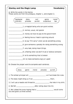 Jeff Brown "Stanley and the Magic Lamp" worksheets Peter D |