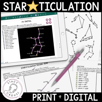 Preview of Star Articulation Activity for Older Students Speech Therapy Print + Digital