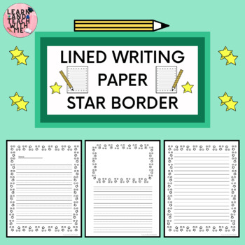 Star Borders Lined Writing Papers with Picture Boxes