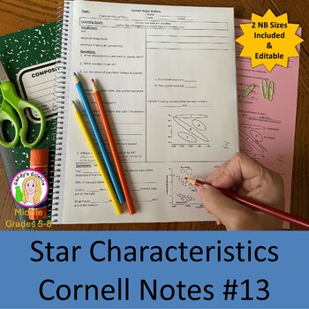 Preview of Star Characteristics Cornell Notes #13