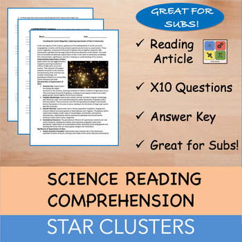 Preview of Star Clusters - Reading Passage x 10 Questions - 100% EDITABLE