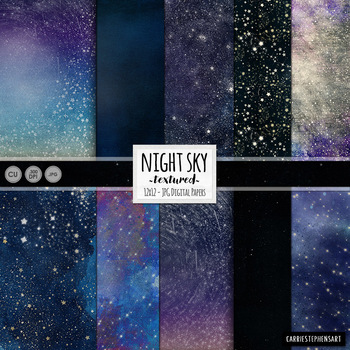 Preview of Outer Space, Star Digital Paper, Solar System, Night Sky, Astronomy, Galaxy