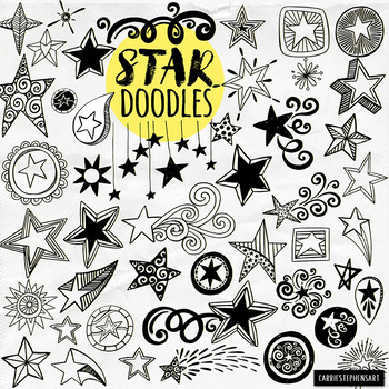 Preview of Star Doodle ClipArt Graphic, Superhero Theme, Classroom Jobs, Bulletin Board