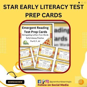 Preview of Star Early Literacy Test Prep Cards: Distinguishing Letters from Words