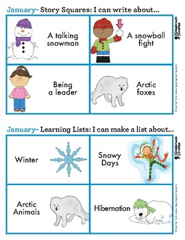 January Story Squares and Learning Lists by Classroom Crates | TPT