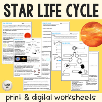 Preview of Star Life Cycles - Reading Comprehension Worksheets