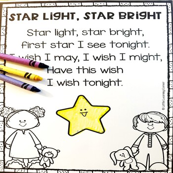 Preview of Star Light Star Bright Nursery Rhyme Poetry Notebook Black and White