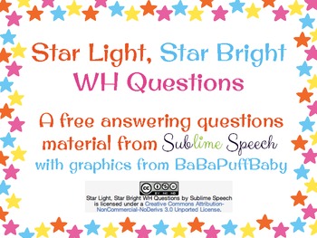 Preview of Star Light, Star Bright WH Questions