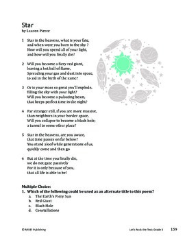 grade poems 5th star test prep echoing green literary text poetry subject worksheets common