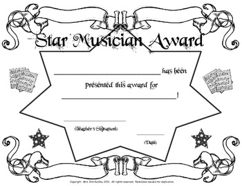 Preview of Star Musician Certificate/Award