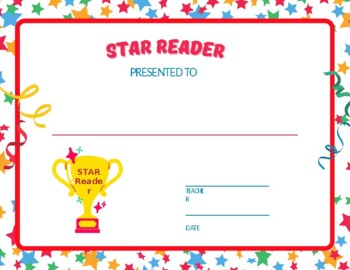 Preview of Star Reader Certificate - Editable