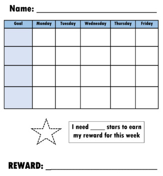 Star Reward Chart by School Social Worker Resources and Activities