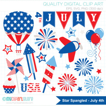 Star Spangled 4th of July, Independence Day, USA, Summer, SVG by ...