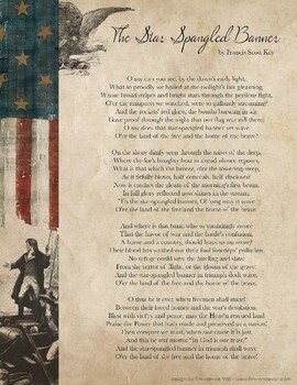 Preview of Star Spangled Banner Lyrics Handout Sheets - 4 Versions - PDF