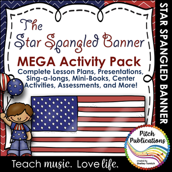 Preview of Star Spangled Banner MEGA Activity Pack - Lesson Plans, Centers, Presentation