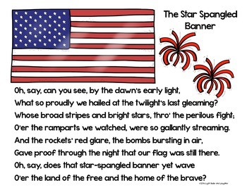 Preview of Star Spangled Banner FREE Poster and Coloring Page/Cloze Activity
