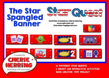 Preview of Star Spangled Banner STAR Quest for SMARTNotebook and iPads